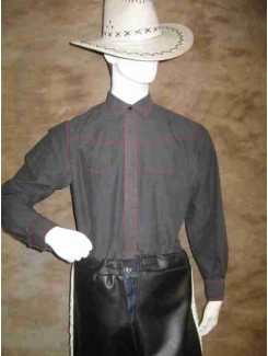 Chemise western gris (rouge)